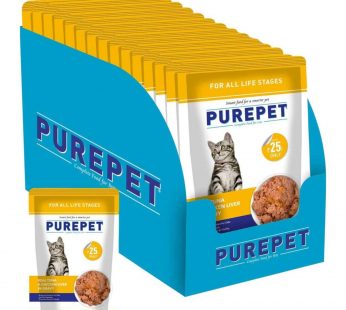 Purepet Wet Cat Food, Real Tuna and Chicken Liver in Gravy, 1 Pouch 70g)