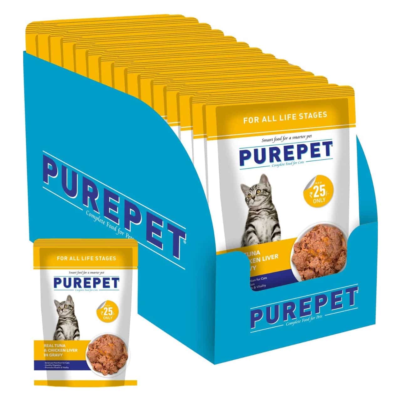 Purepet Wet Cat Food, Real Tuna and Chicken Liver in Gravy