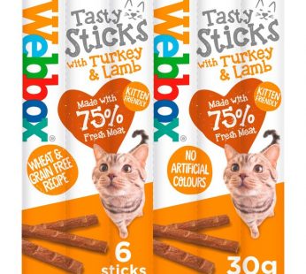 Pack of 6 Webbox Tasty Sticks – Turkey & Lamb Cat Treats